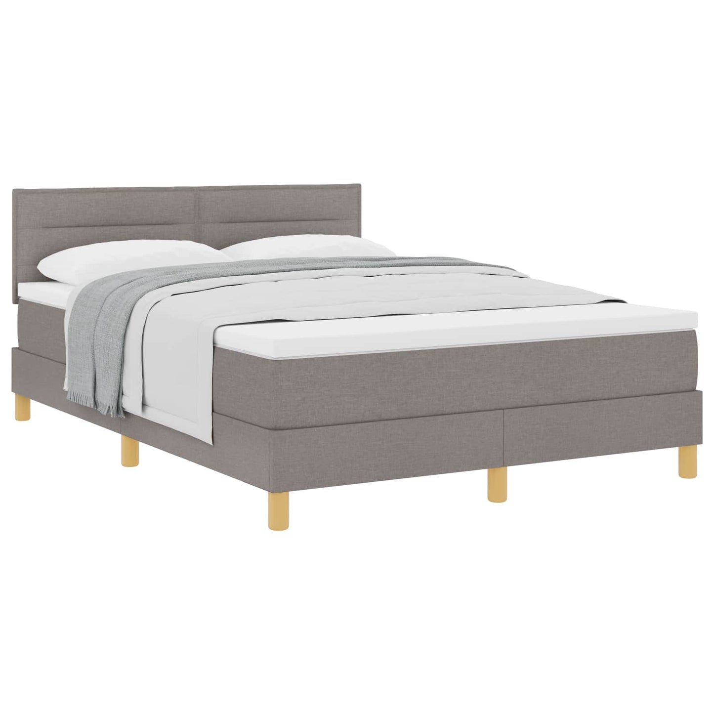 Boxrugós ágy párnával fejtámlával Tópszínű 140 x 190 cm szövet