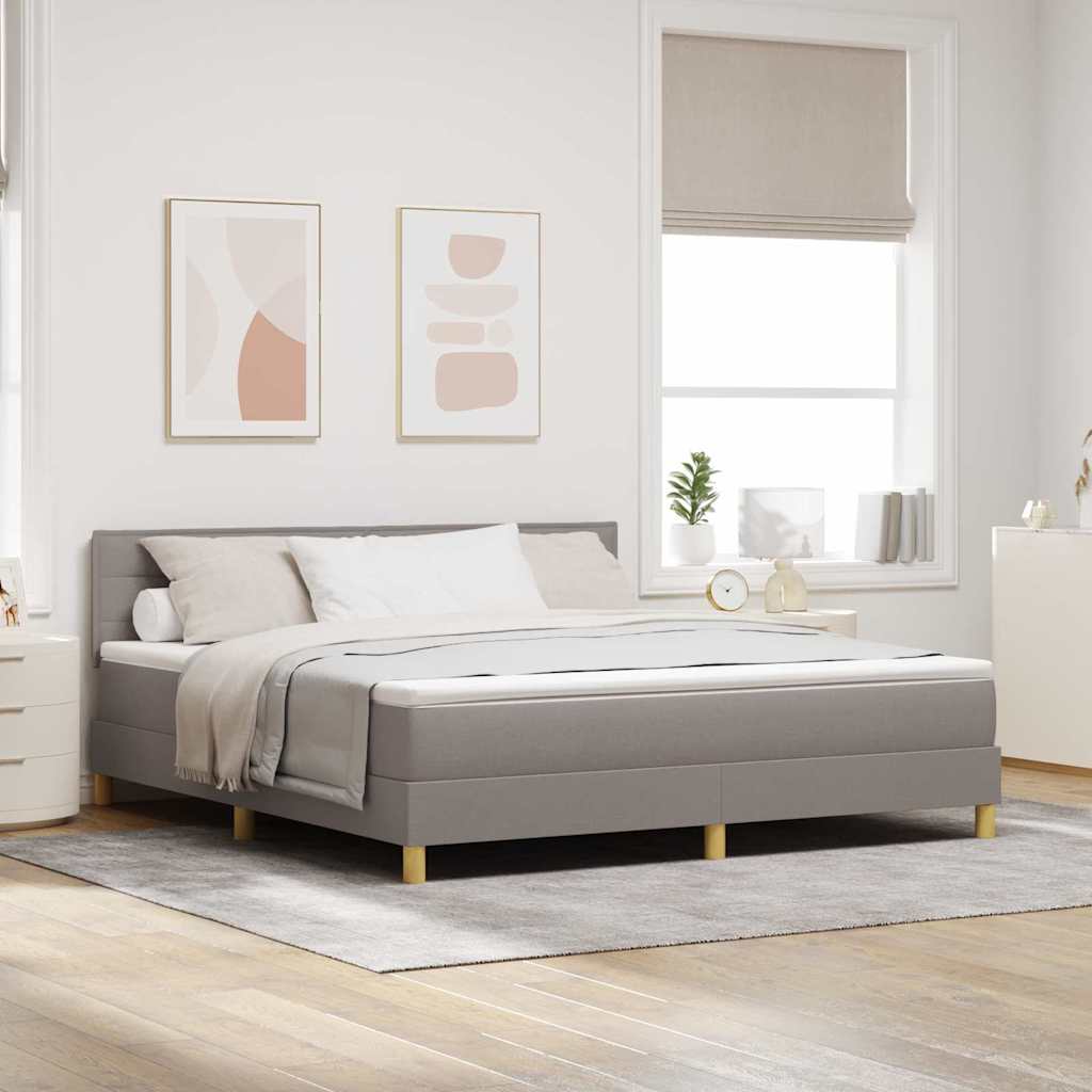 Boxrugós ágy párnával fejtámlával Tópszínű 180 x 200 cm szövet