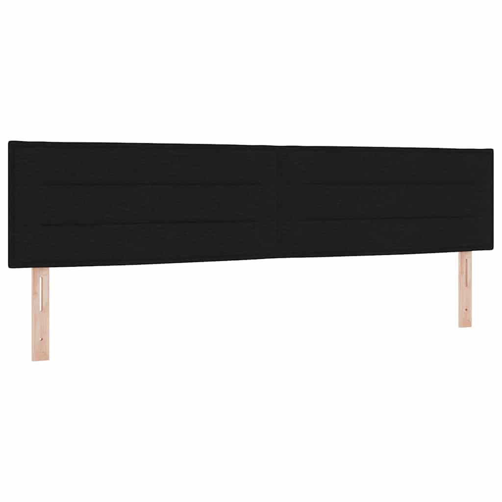 Boxrugós ágy párnával fejtámlával Fekete 200 x 200 cm szövet