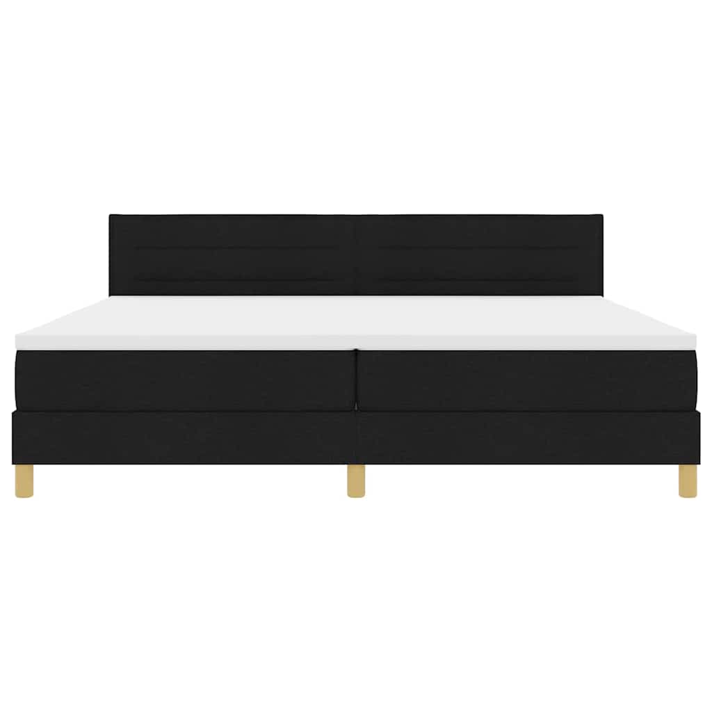 Boxrugós ágy párnával fejtámlával Fekete 200 x 200 cm szövet