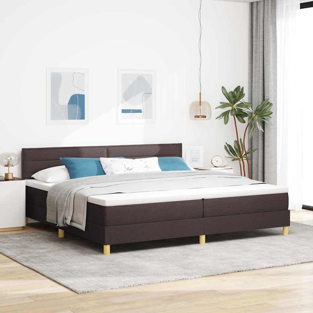Boxrugós ágy párnával Sötét Barna 200 x 200 cm szövet