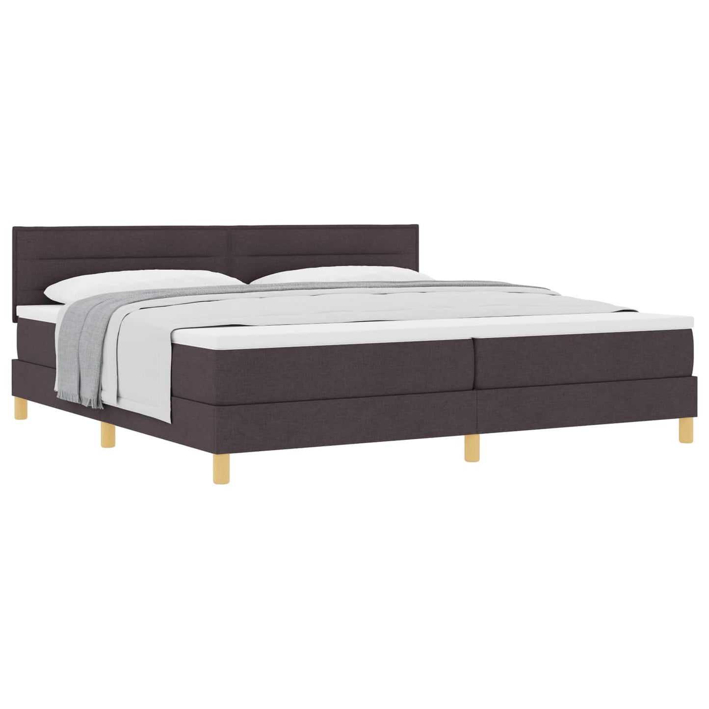 Boxrugós ágy párnával Sötét Barna 200 x 200 cm szövet