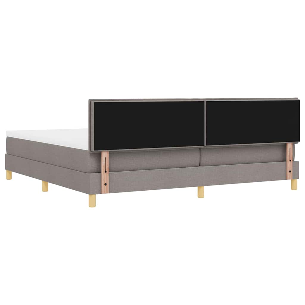 Boxrugós ágy párnával fejtámlával Tópszínű 200 x 200 cm szövet