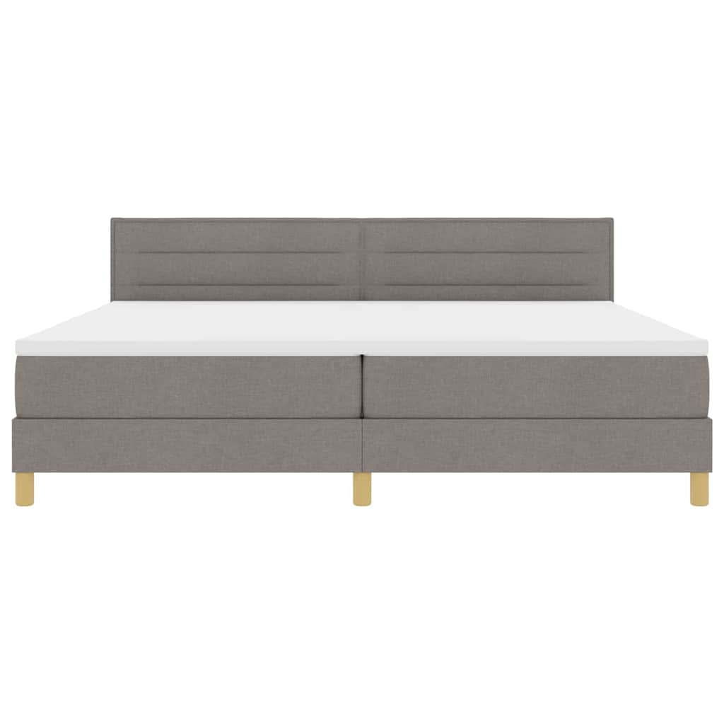 Boxrugós ágy párnával fejtámlával Tópszínű 200 x 200 cm szövet