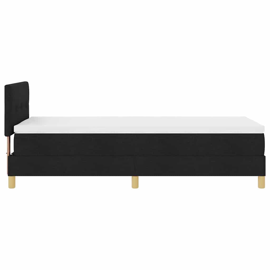 Boxrugós ágy párnával fejtámlával Fekete 80 x 200 cm szövet