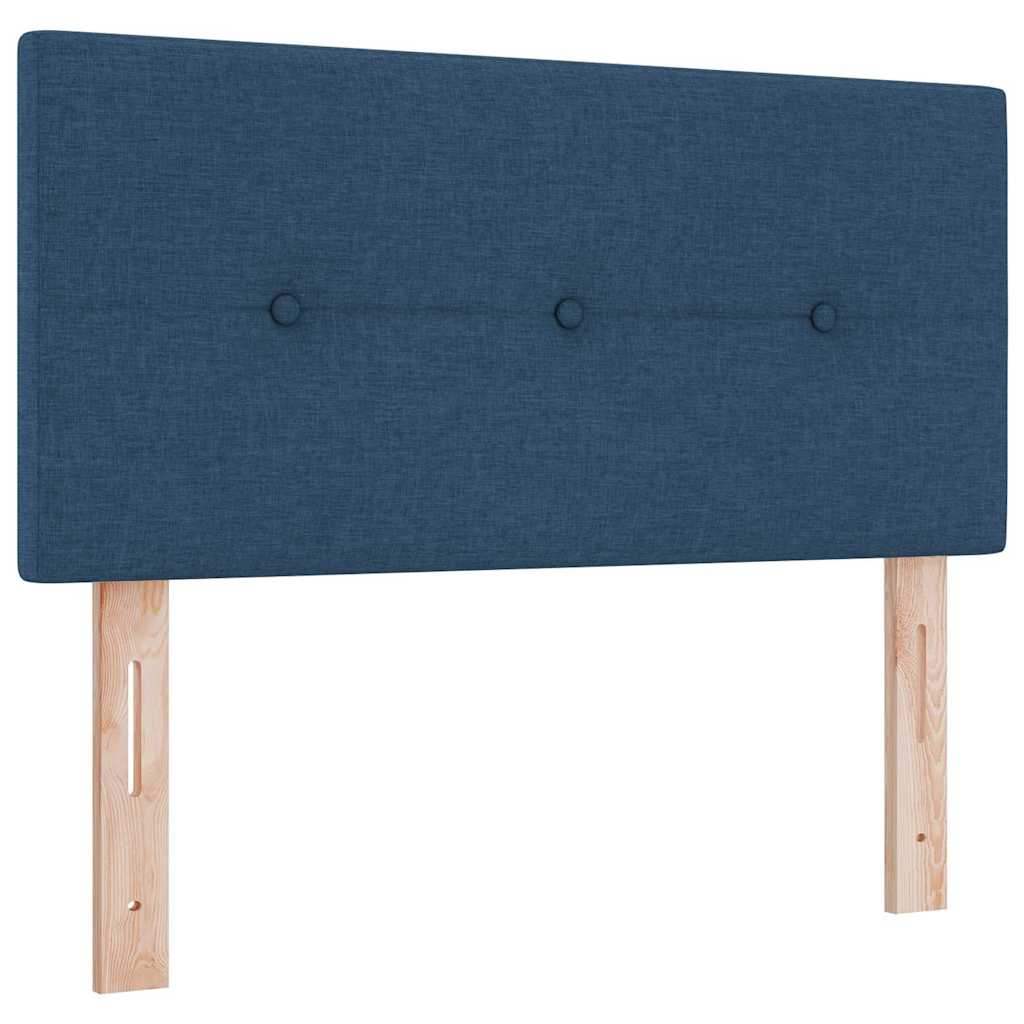 Boxrugós ágy párnával fejtámlával Kék 80 x 200 cm szövet