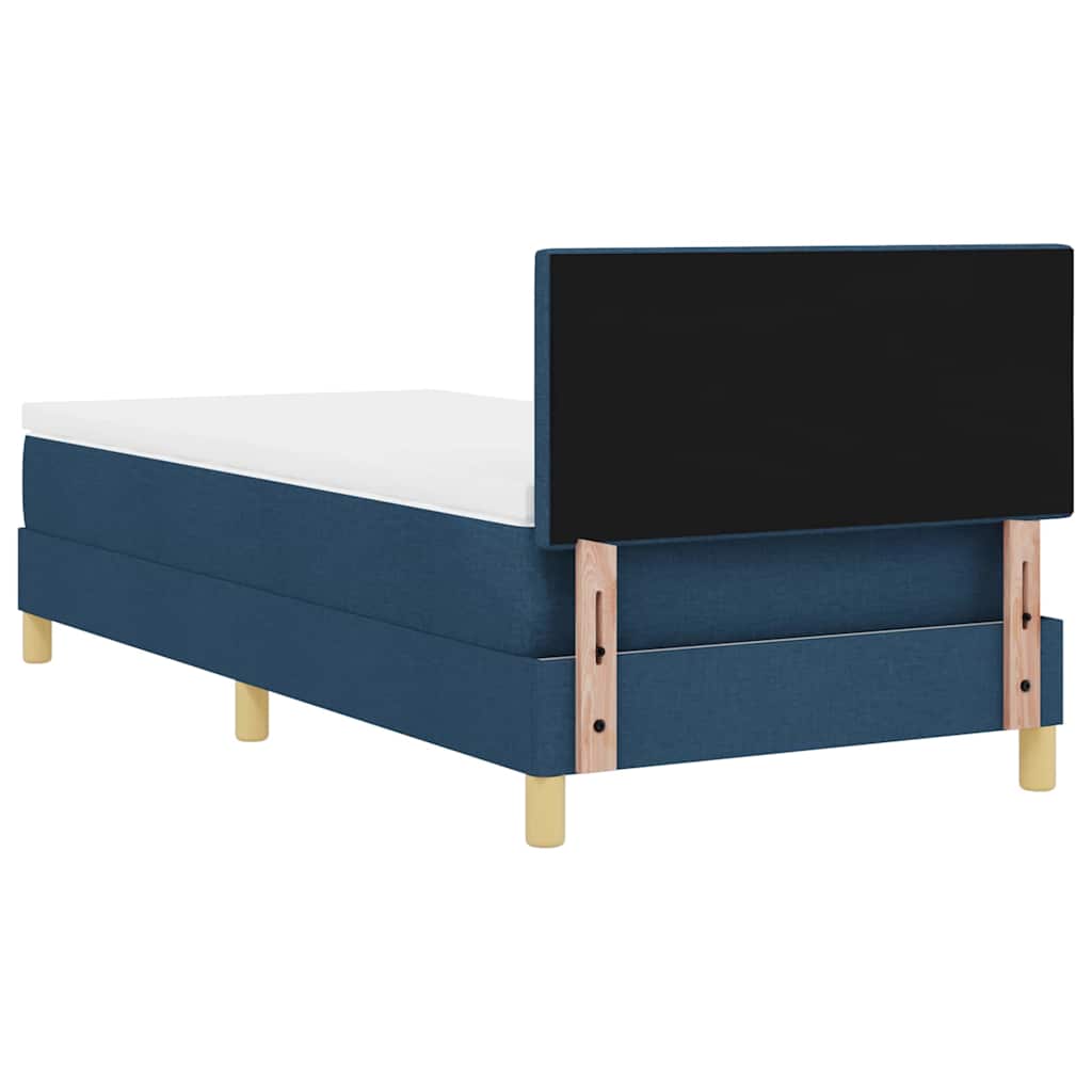Boxrugós ágy párnával fejtámlával Kék 80 x 200 cm szövet