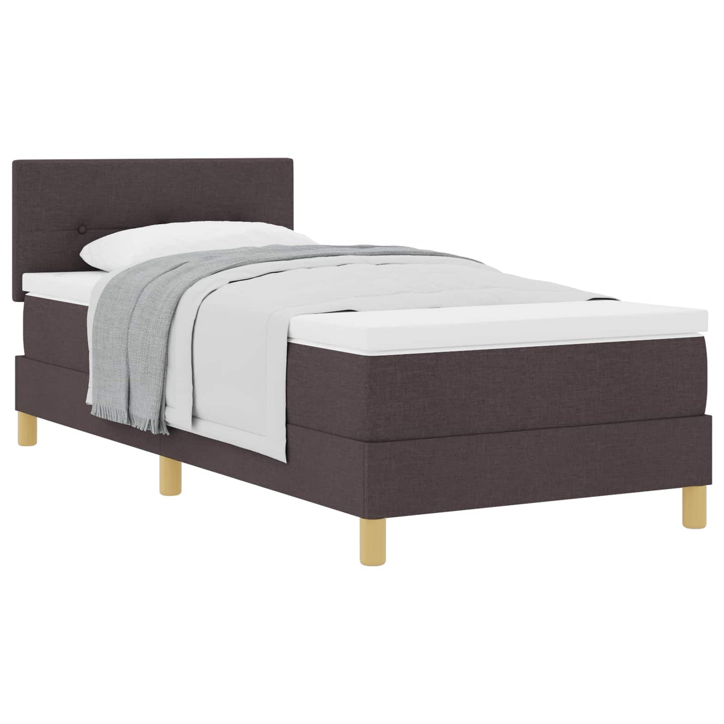 Boxrugós ágy párnával Sötét Barna 90 x 190 cm szövet