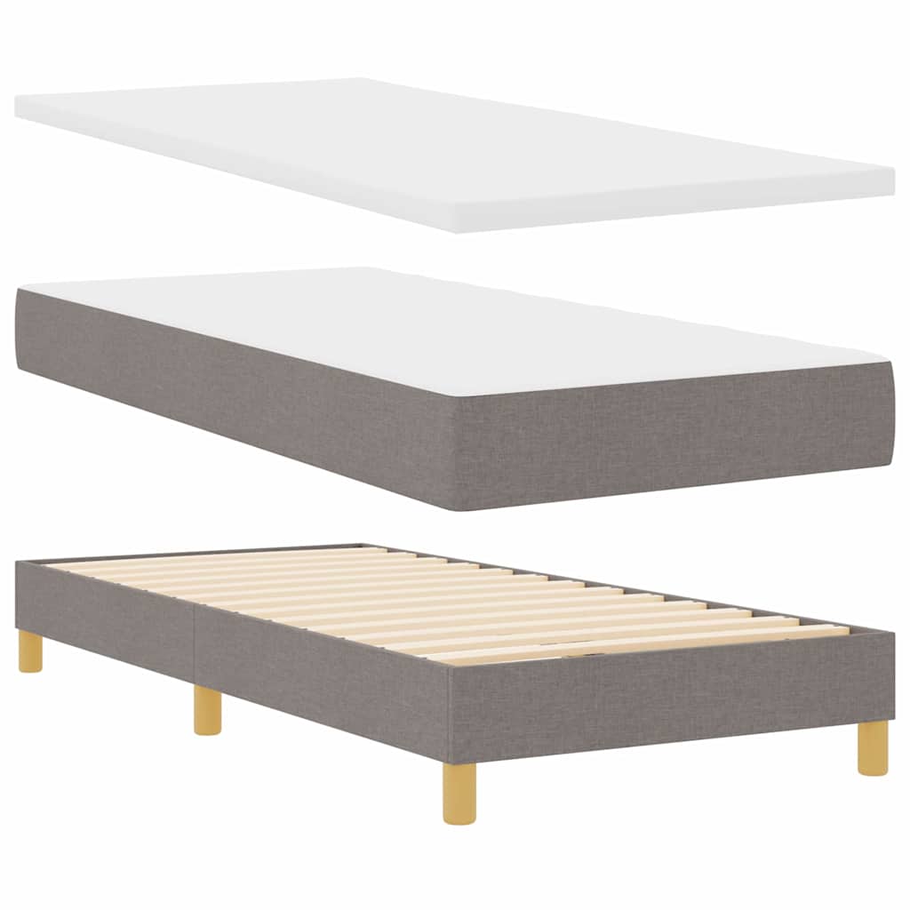 Boxrugós ágy párnával fejtámlával Tópszínű 90 x 200 cm szövet
