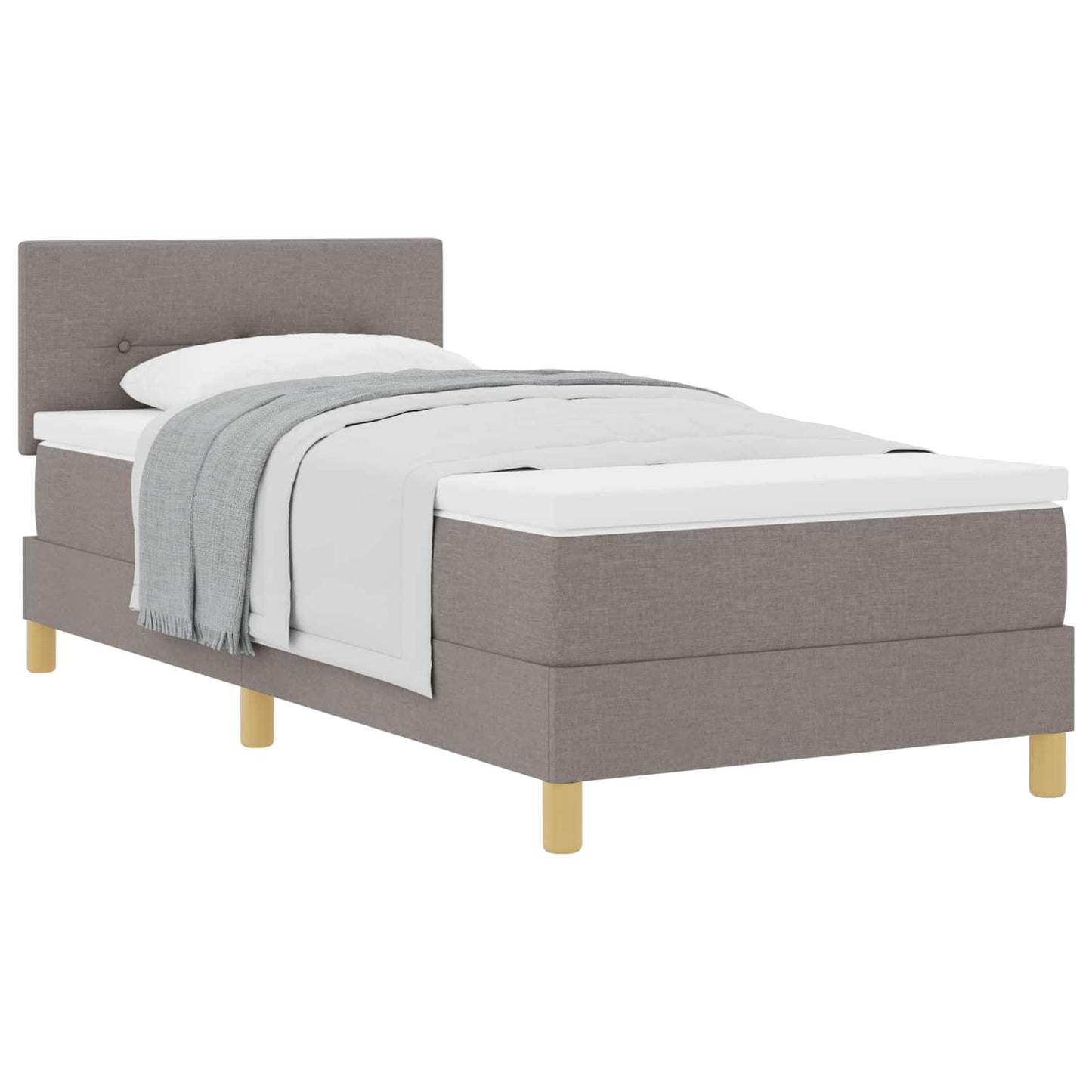 Boxrugós ágy párnával fejtámlával Tópszínű 100 x 200 cm szövet