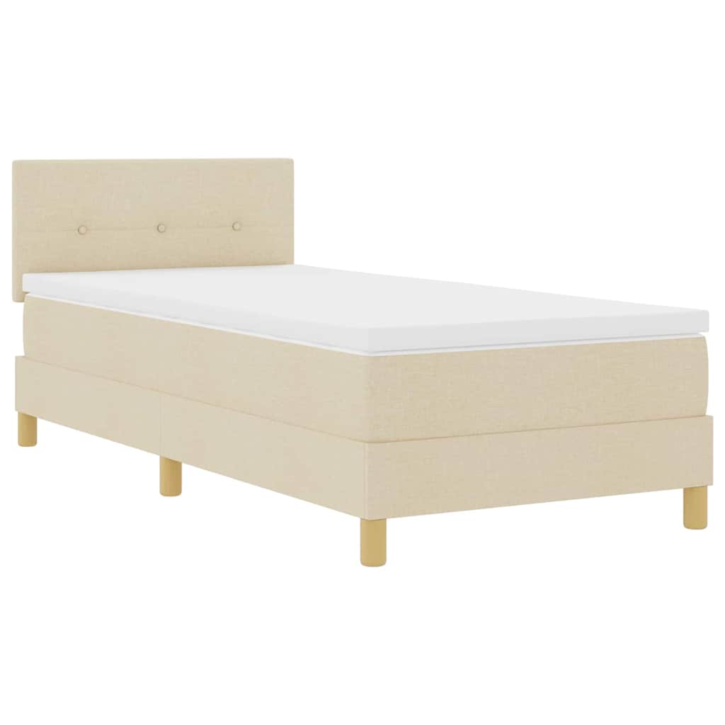Boxrugós ágy párnával fejtámlával Krém 100 x 200 cm szövet