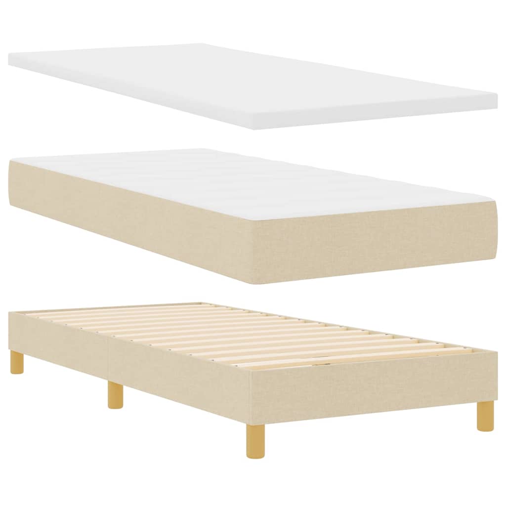 Boxrugós ágy párnával fejtámlával Krém 100 x 200 cm szövet