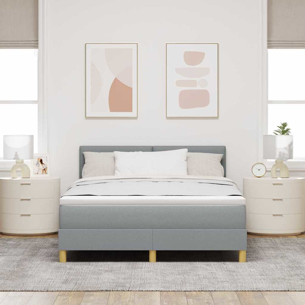 Boxrugós ágy párnával Világosszürke 140 x 190 cm szövet