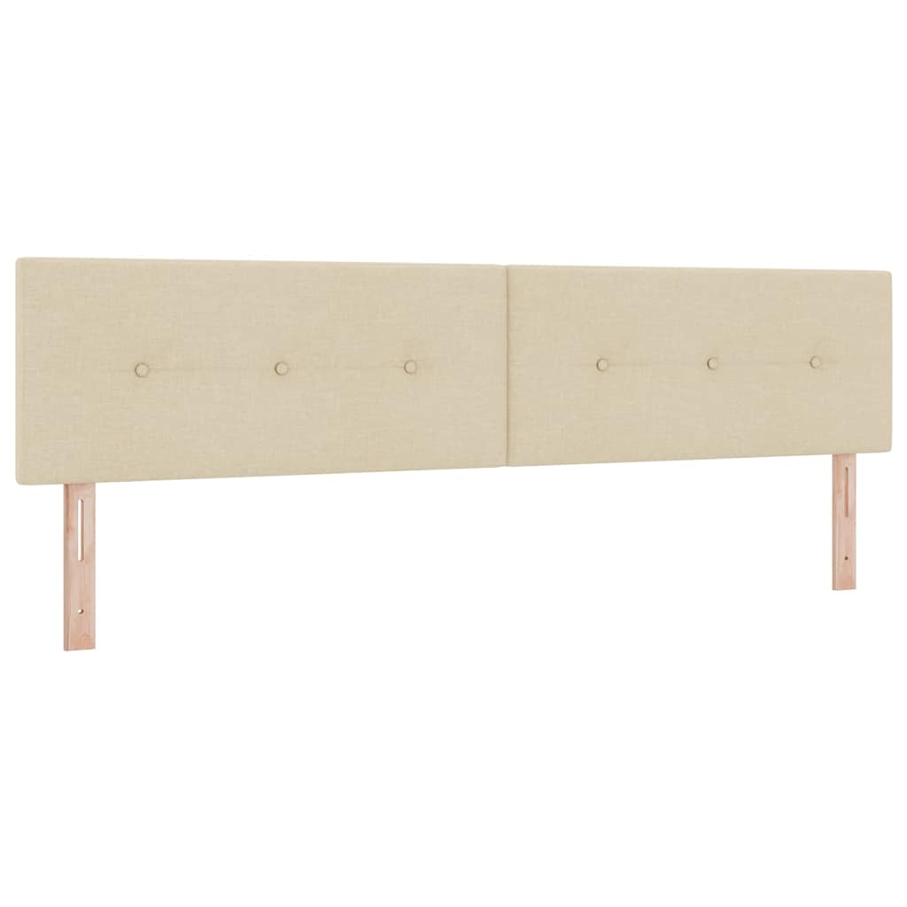 Boxrugós ágy párnával fejtámlával Krém 200 x 200 cm szövet