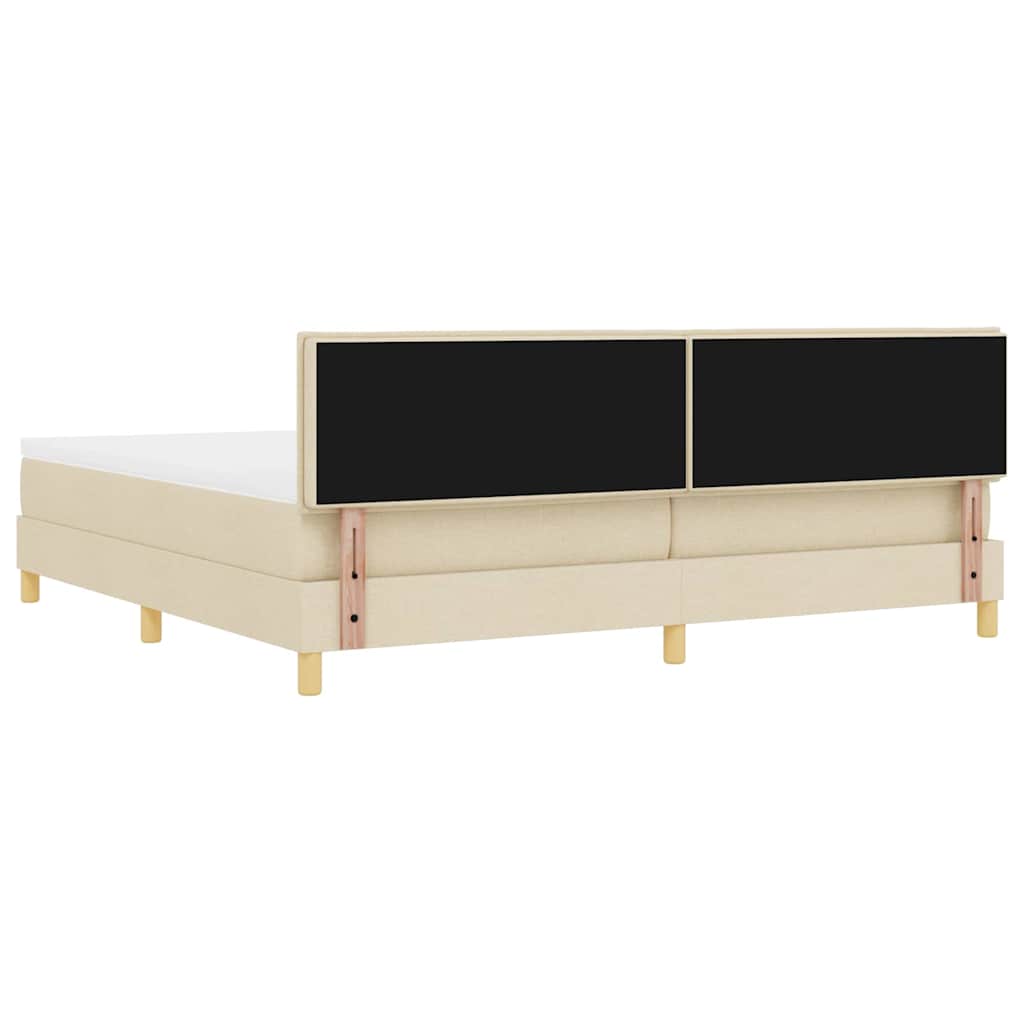 Boxrugós ágy párnával fejtámlával Krém 200 x 200 cm szövet
