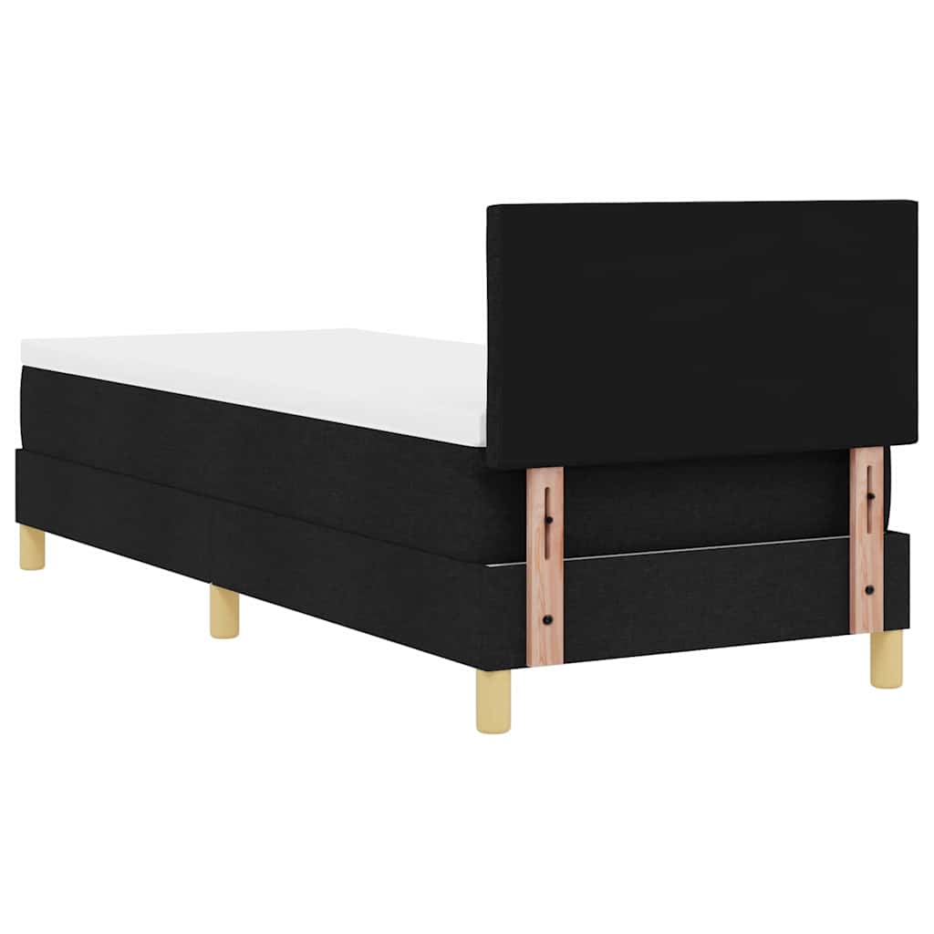 Boxrugós ágy párnával fejtámlával Fekete 80 x 200 cm szövet