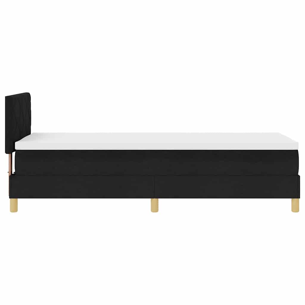 Boxrugós ágy párnával fejtámlával Fekete 80 x 200 cm szövet