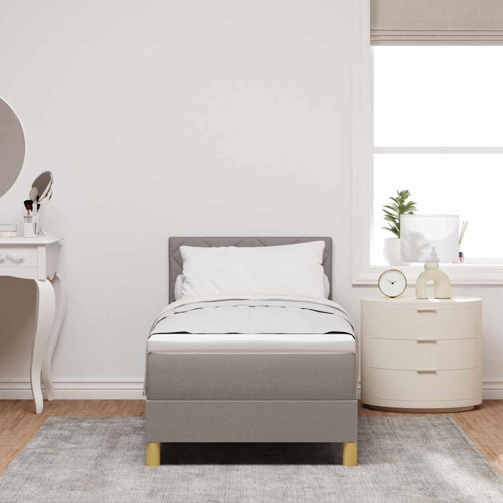 Boxrugós ágy párnával fejtámlával Tópszínű 80 x 200 cm szövet