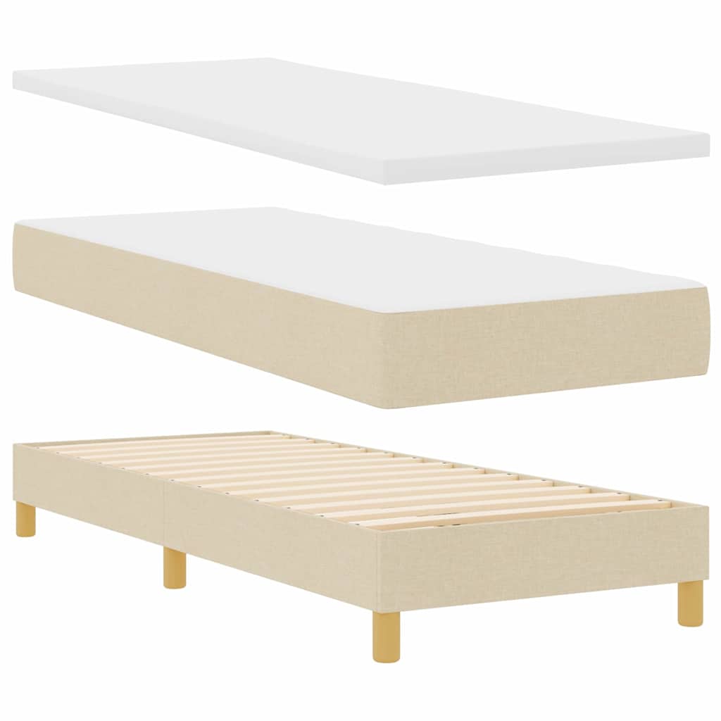 Boxrugós ágy párnával fejtámlával Krém 80 x 200 cm szövet