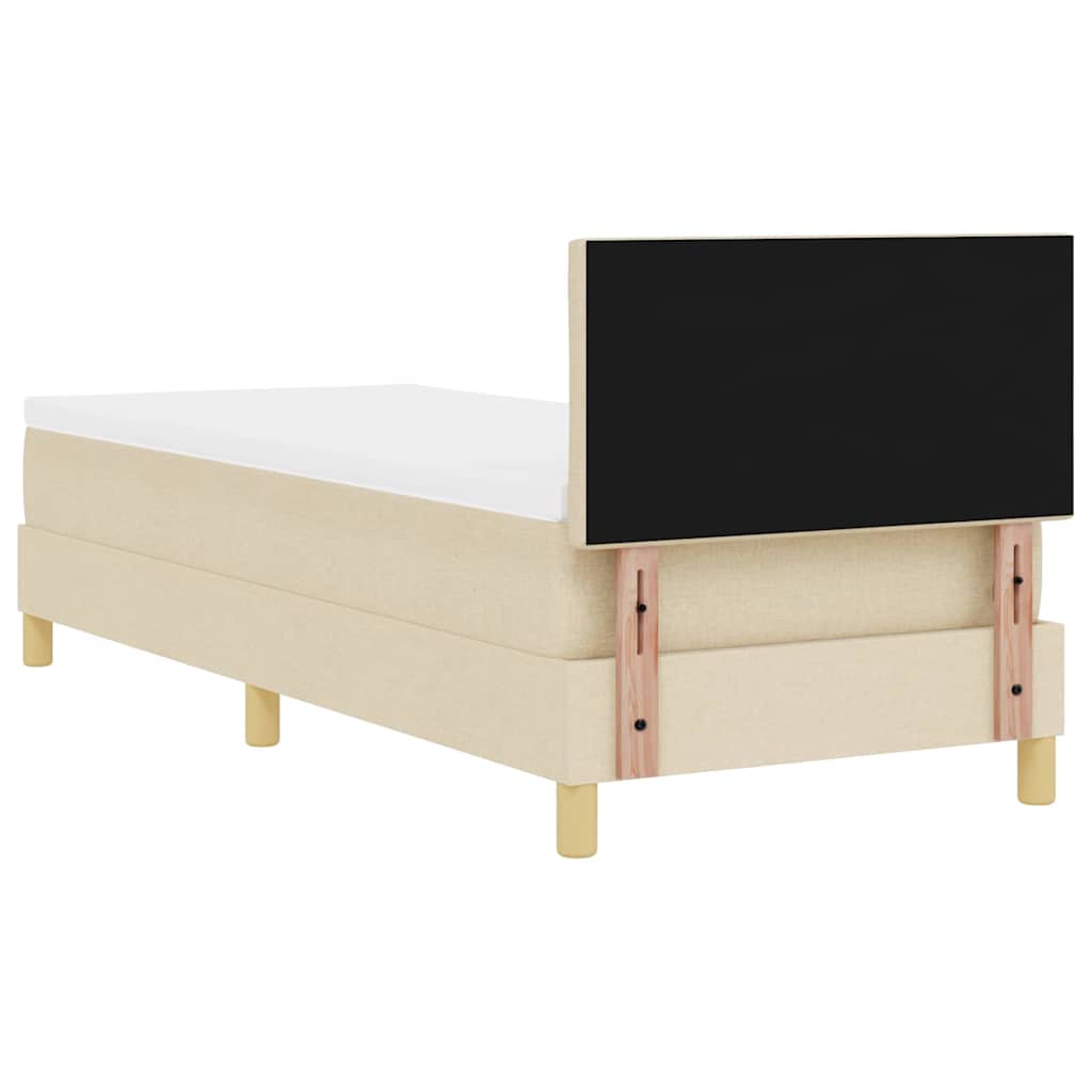 Boxrugós ágy párnával fejtámlával Krém 80 x 200 cm szövet