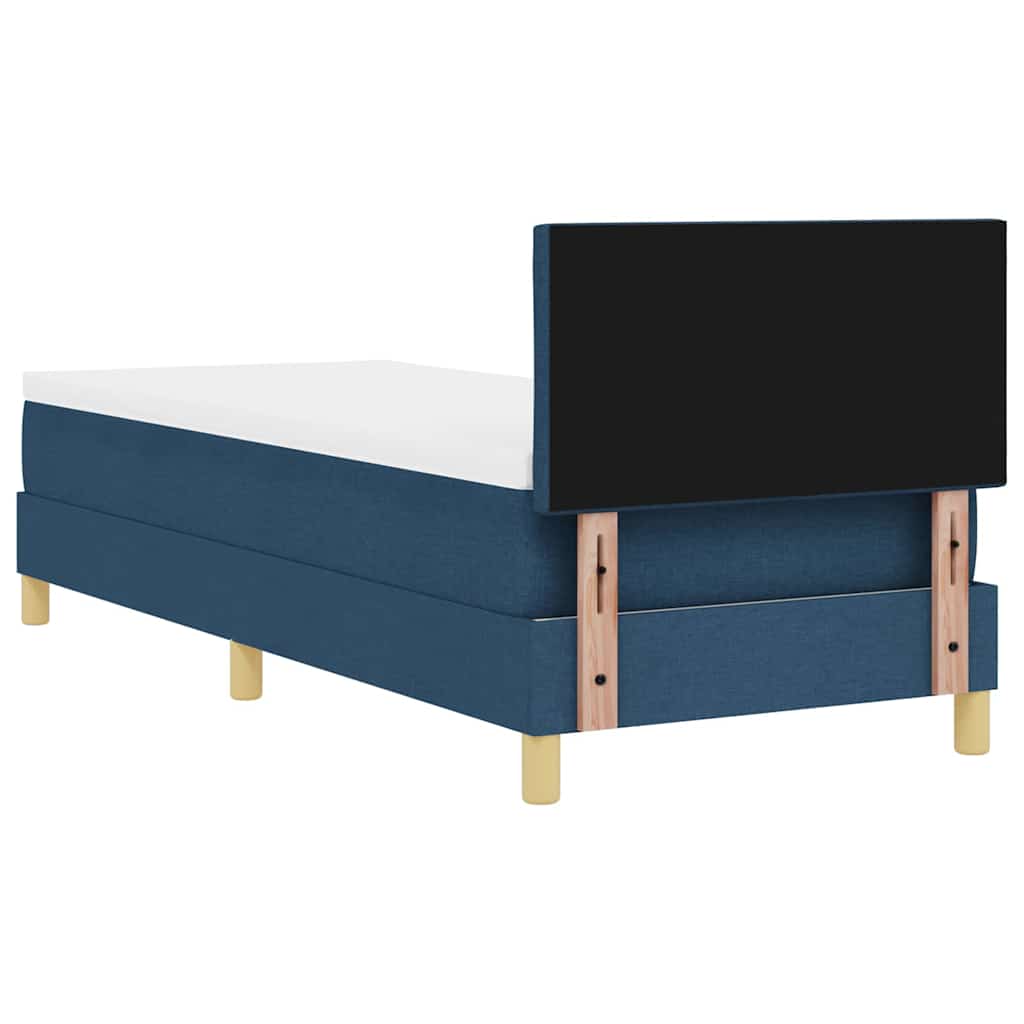 Boxrugós ágy párnával fejtámlával Kék 80 x 200 cm szövet