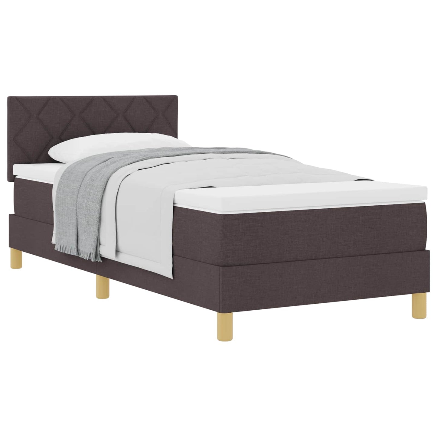 Boxrugós ágy párnával Sötét Barna 90 x 190 cm szövet