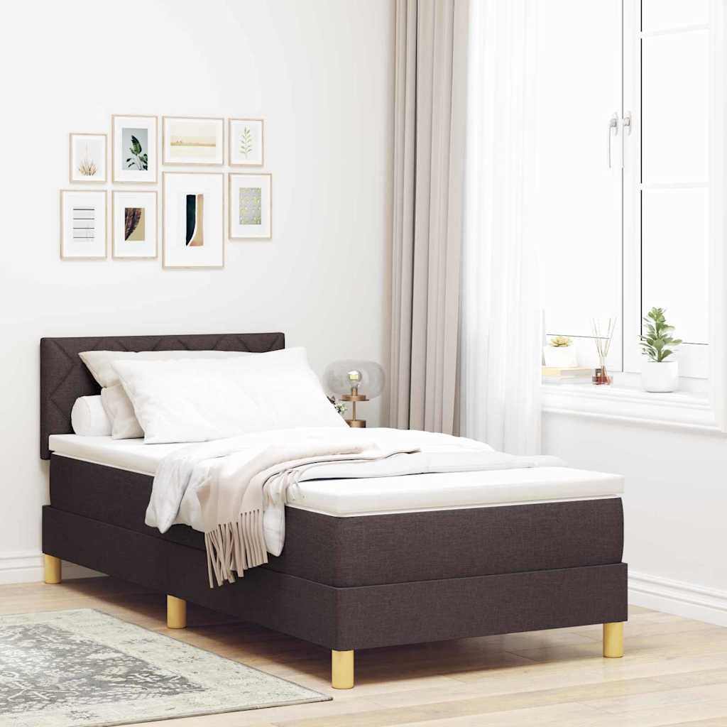 Boxrugós ágy párnával Sötét Barna 100 x 200 cm szövet