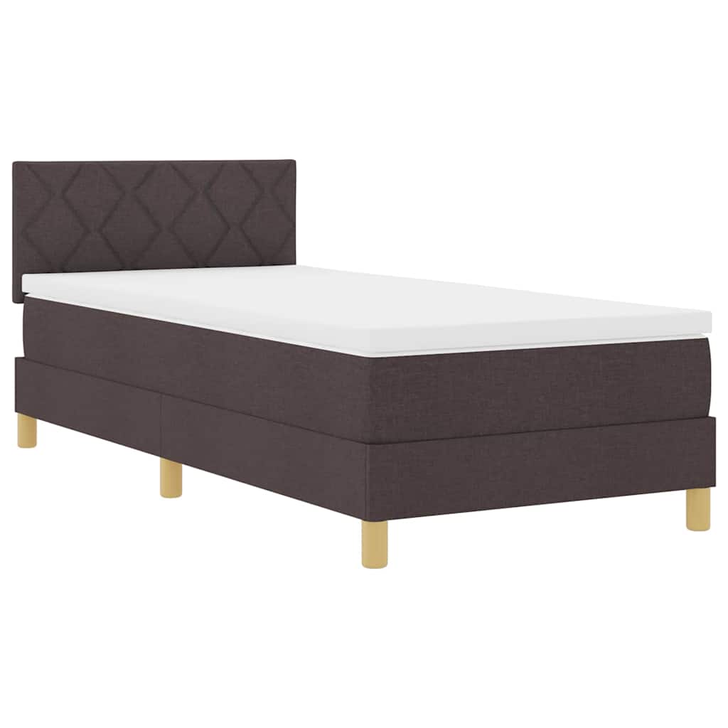 Boxrugós ágy párnával Sötét Barna 100 x 200 cm szövet