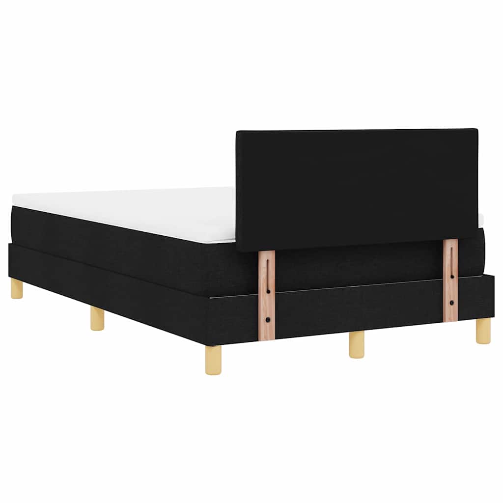 Boxrugós ágy párnával fejtámlával Fekete 120 x 200 cm szövet