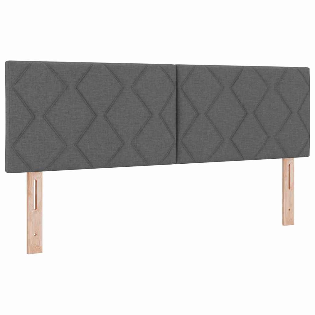 Boxrugós ágy párnával Sötétszürke 140 x 190 cm szövet