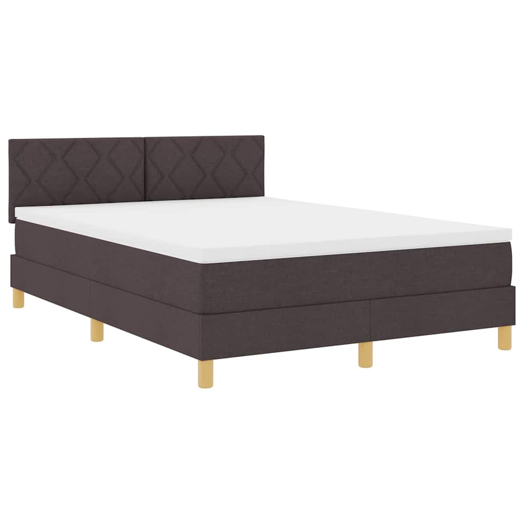 Boxrugós ágy párnával Sötét Barna 140 x 190 cm szövet