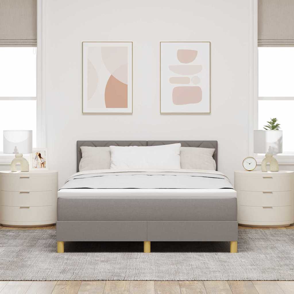 Boxrugós ágy párnával fejtámlával Tópszínű 140 x 200 cm szövet