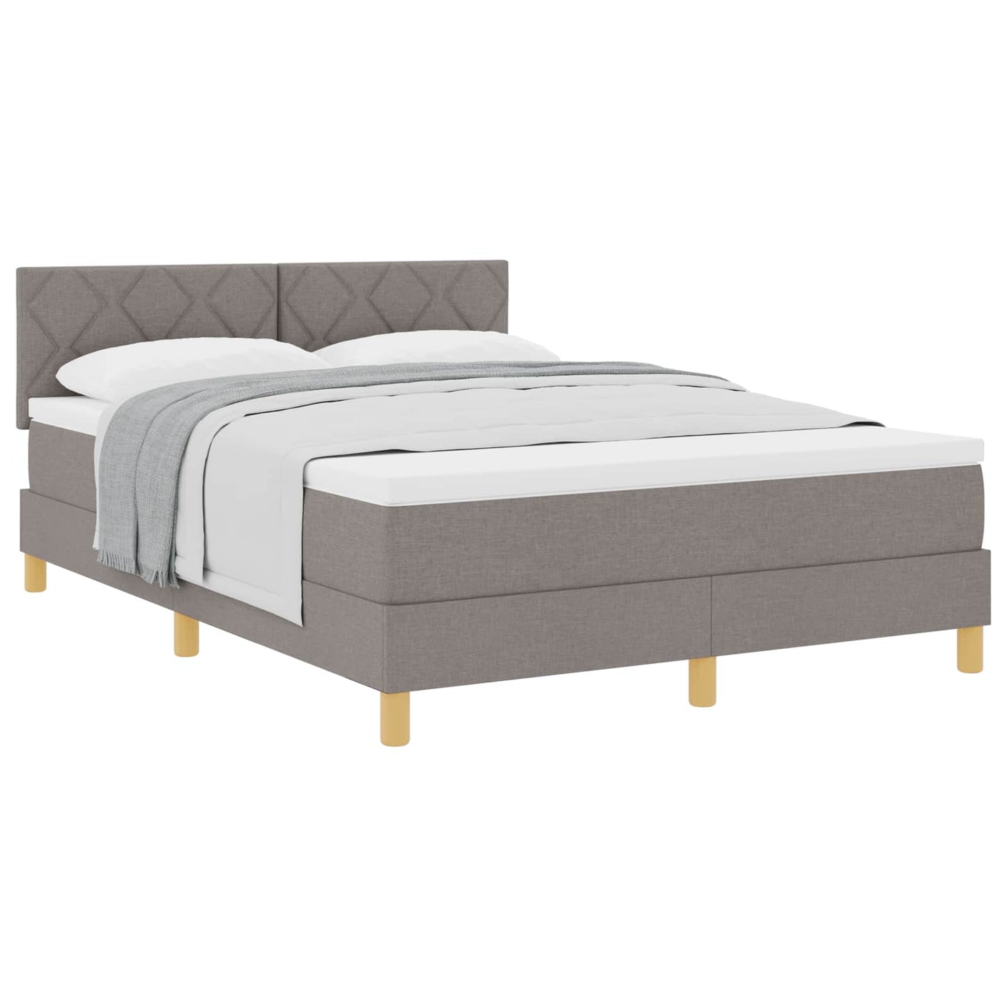 Boxrugós ágy párnával fejtámlával Tópszínű 160 x 200 cm szövet