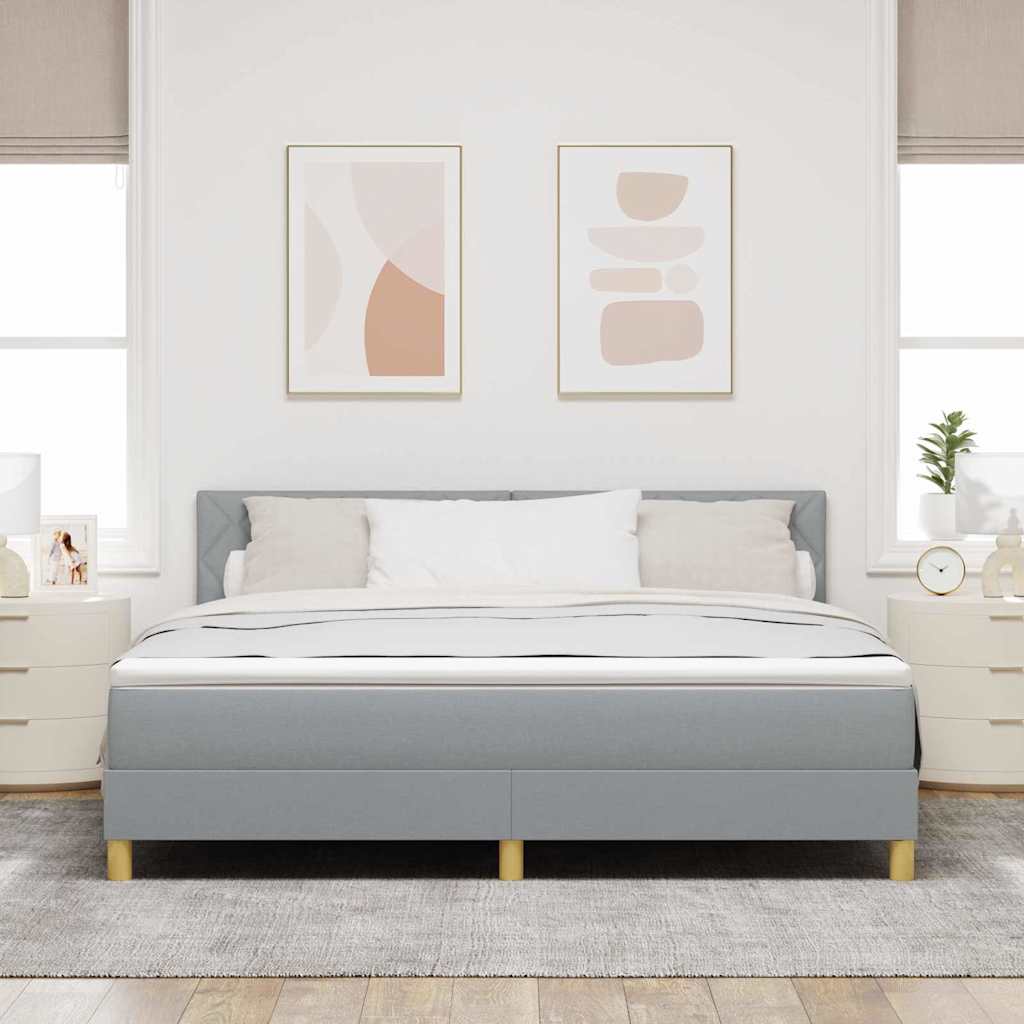 Boxrugós ágy párnával Világosszürke 180 x 200 cm szövet