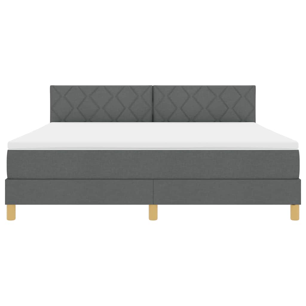 Boxrugós ágy párnával Sötétszürke 180 x 200 cm szövet