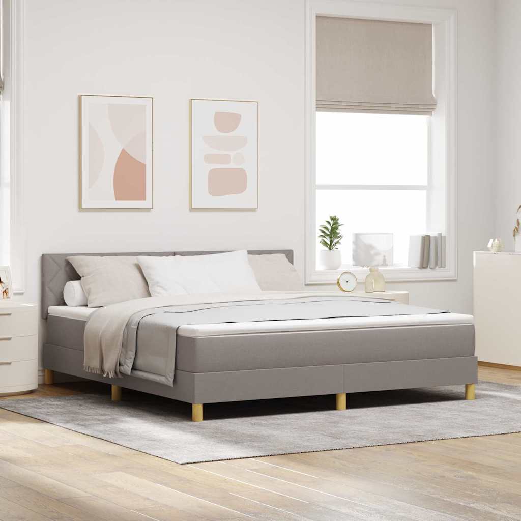 Boxrugós ágy párnával fejtámlával Tópszínű 180 x 200 cm szövet