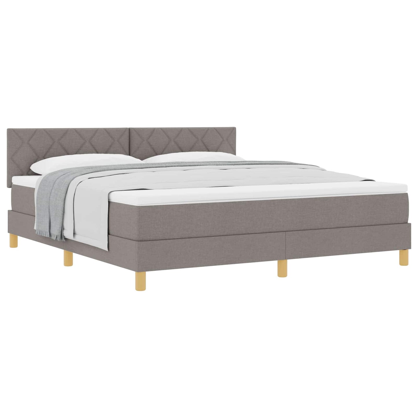 Boxrugós ágy párnával fejtámlával Tópszínű 180 x 200 cm szövet