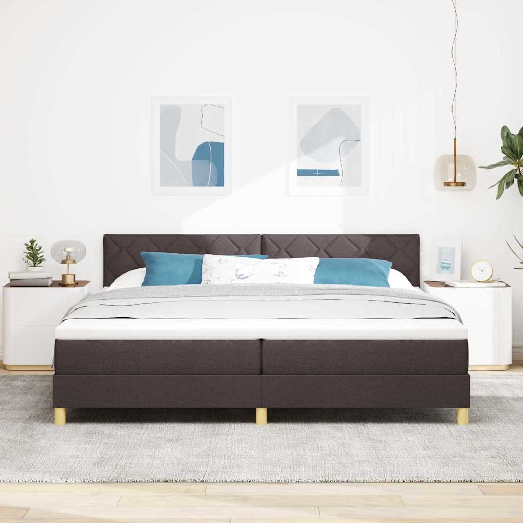 Boxrugós ágy párnával Sötét Barna 200 x 200 cm szövet