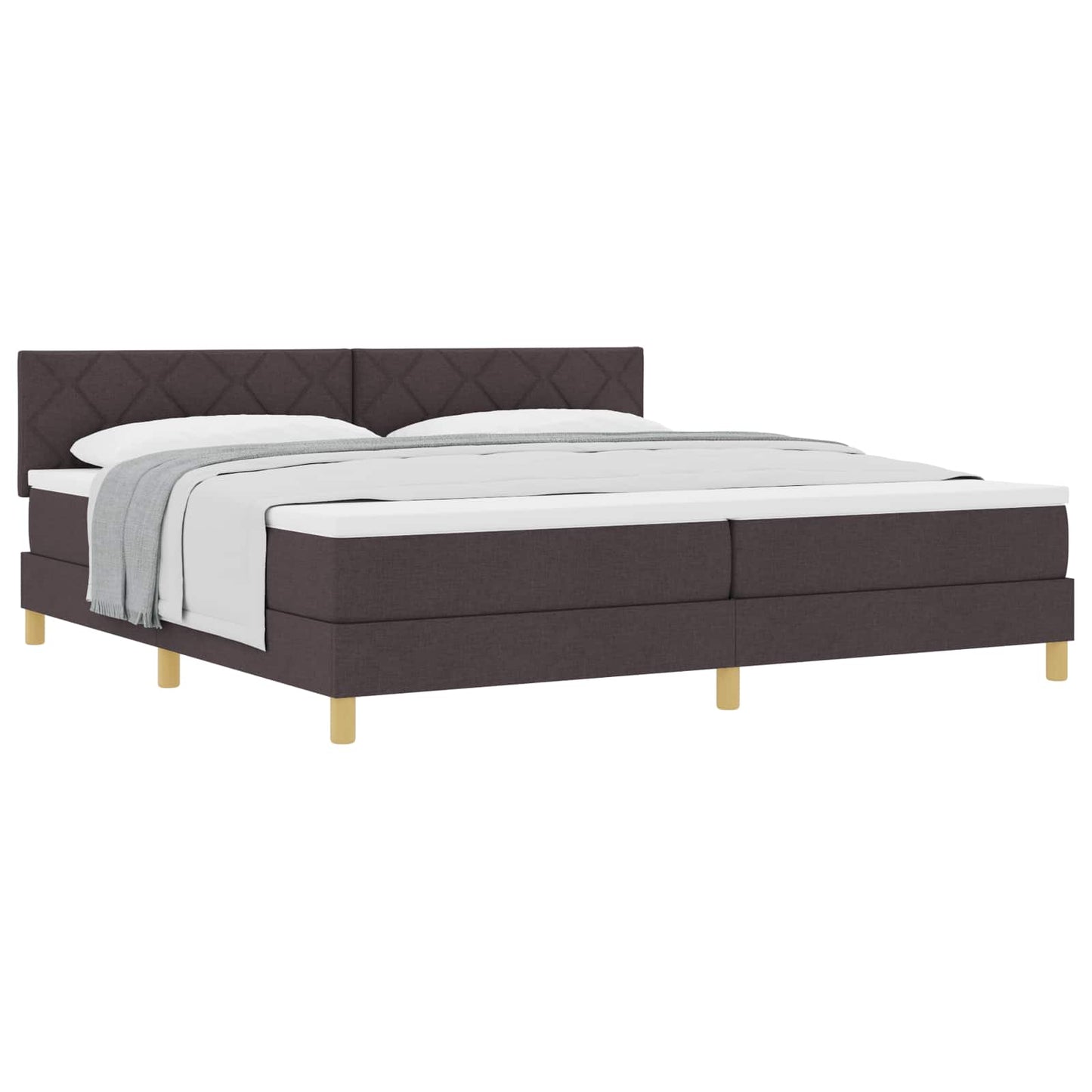 Boxrugós ágy párnával Sötét Barna 200 x 200 cm szövet