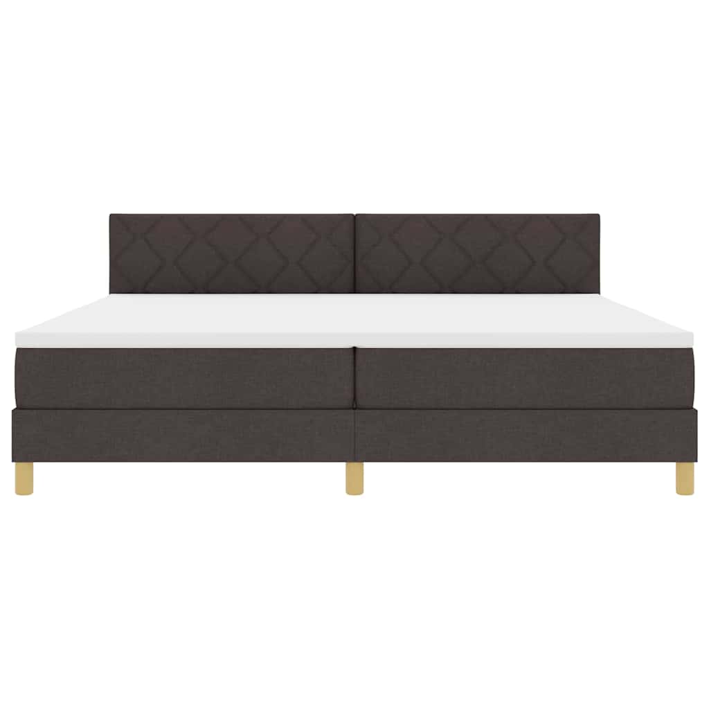 Boxrugós ágy párnával Sötét Barna 200 x 200 cm szövet