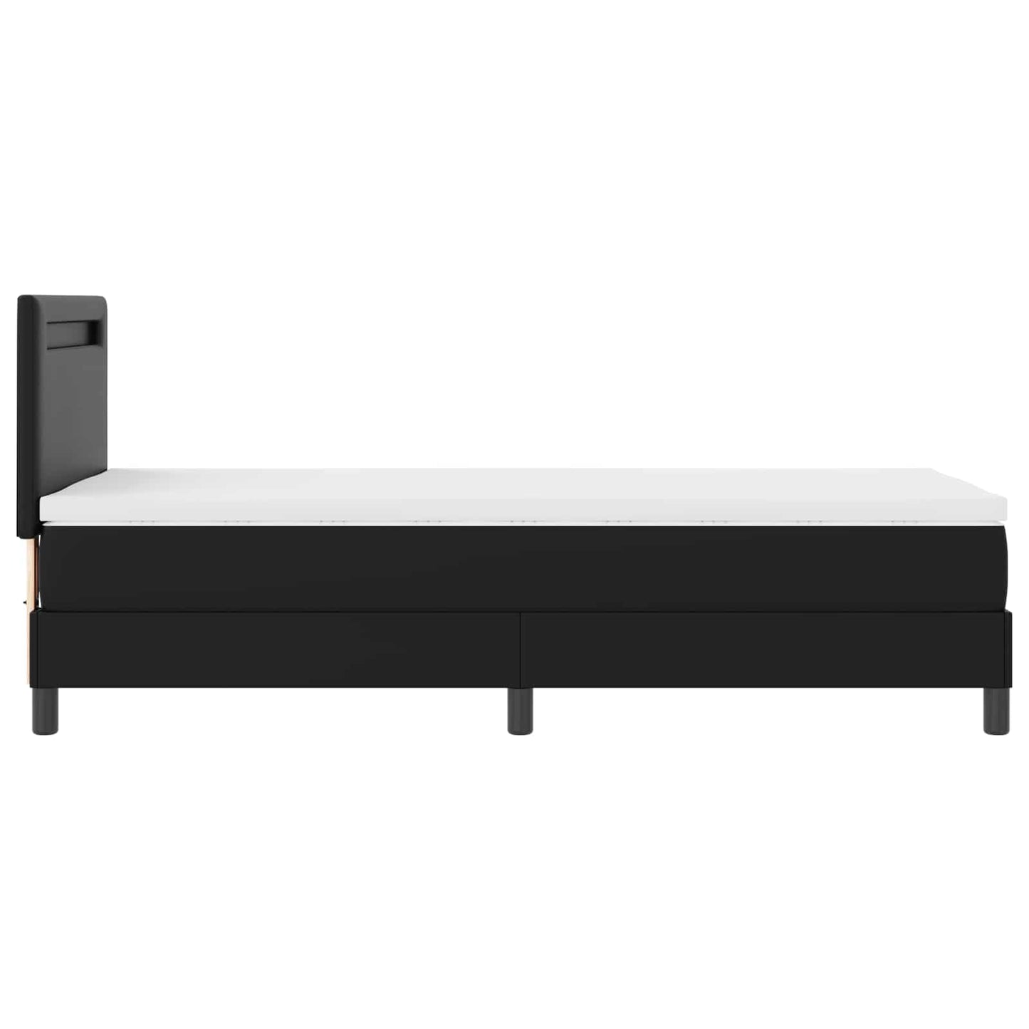 Boxrugós ágy matracmal fejtámlával Fekete 90 x 200 cm Műbőr