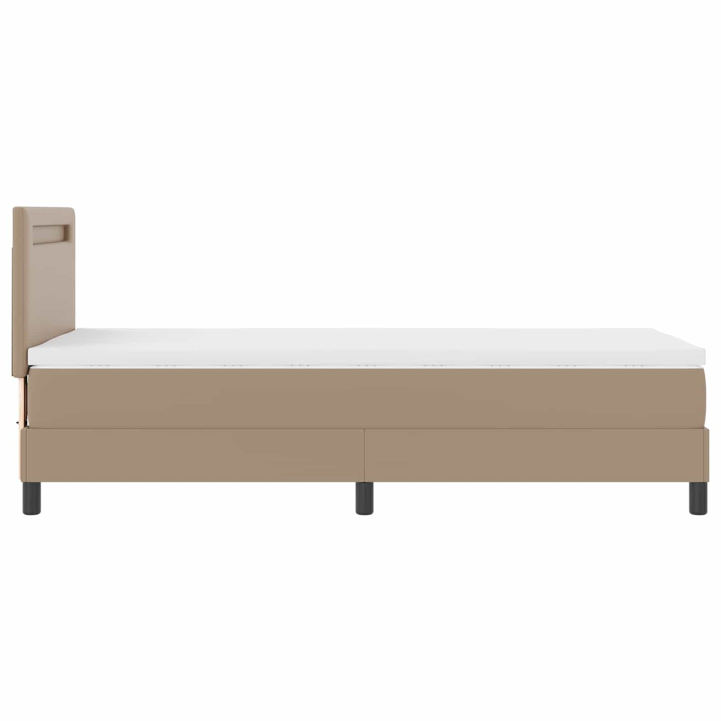 Boxrugós ágy matracmal fejtámlával Cappuccino 90 x 200 cm Műbőr
