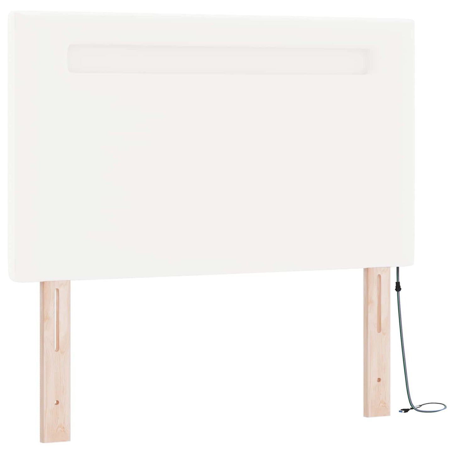 Boxrugós ágy LED szalagokkal Fehér 100 x 200 cm Műbőr