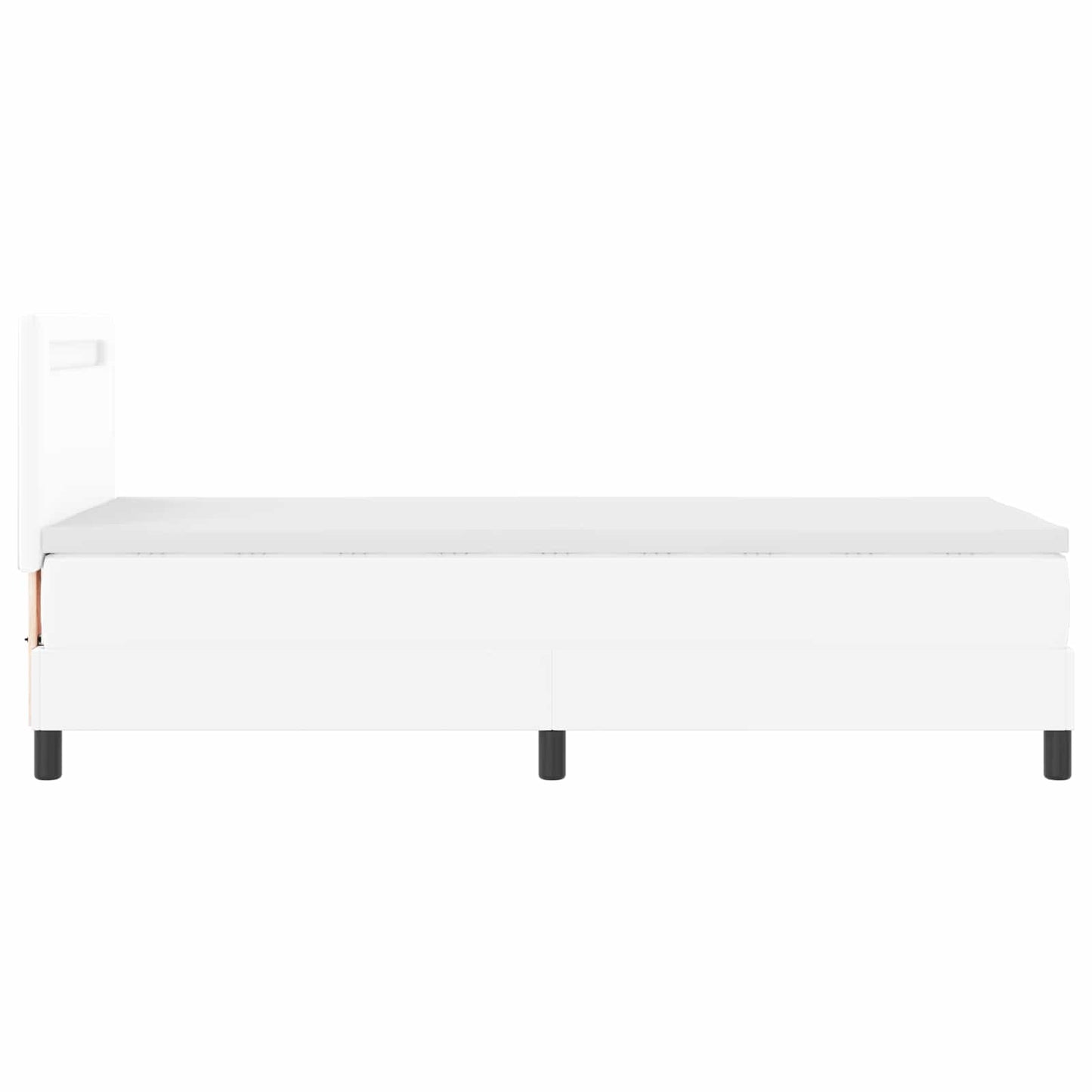 Boxrugós ágy LED szalagokkal Fehér 100 x 200 cm Műbőr