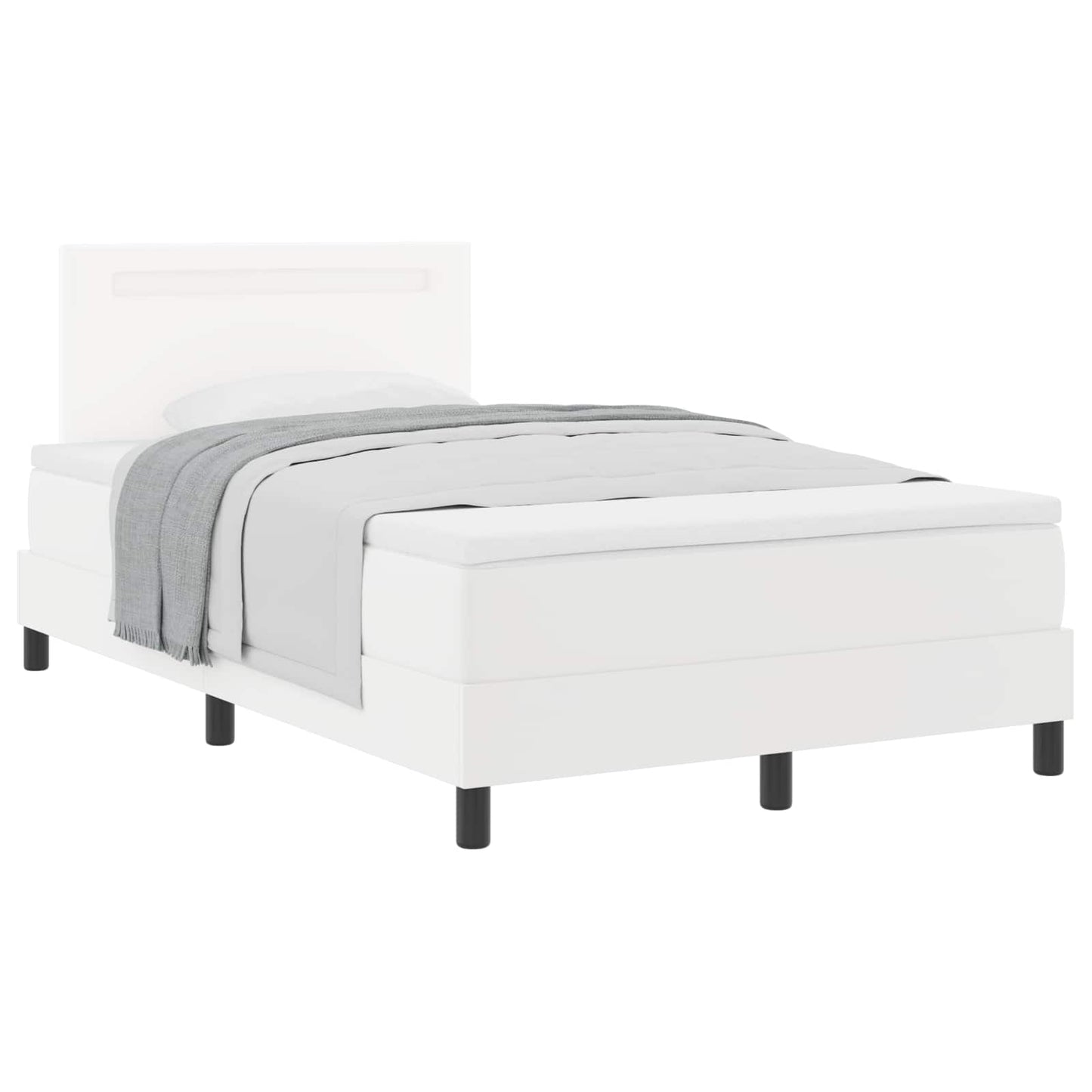 Boxrugós ágy matracmal fejtámlával Fehér 120 x 190 cm Műbőr