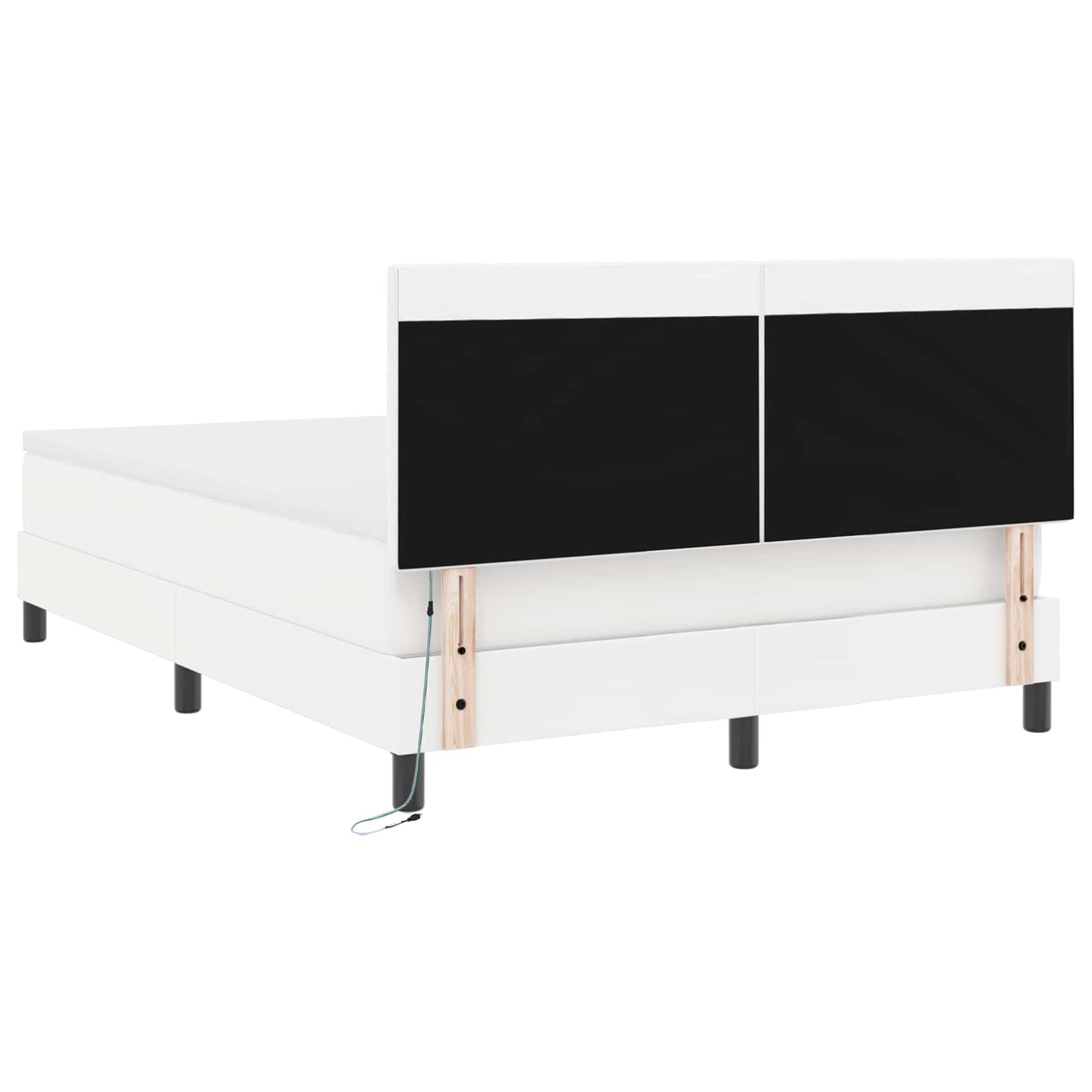 Boxrugós ágy matracmal fejtámlával Fehér 140 x 190 cm Műbőr