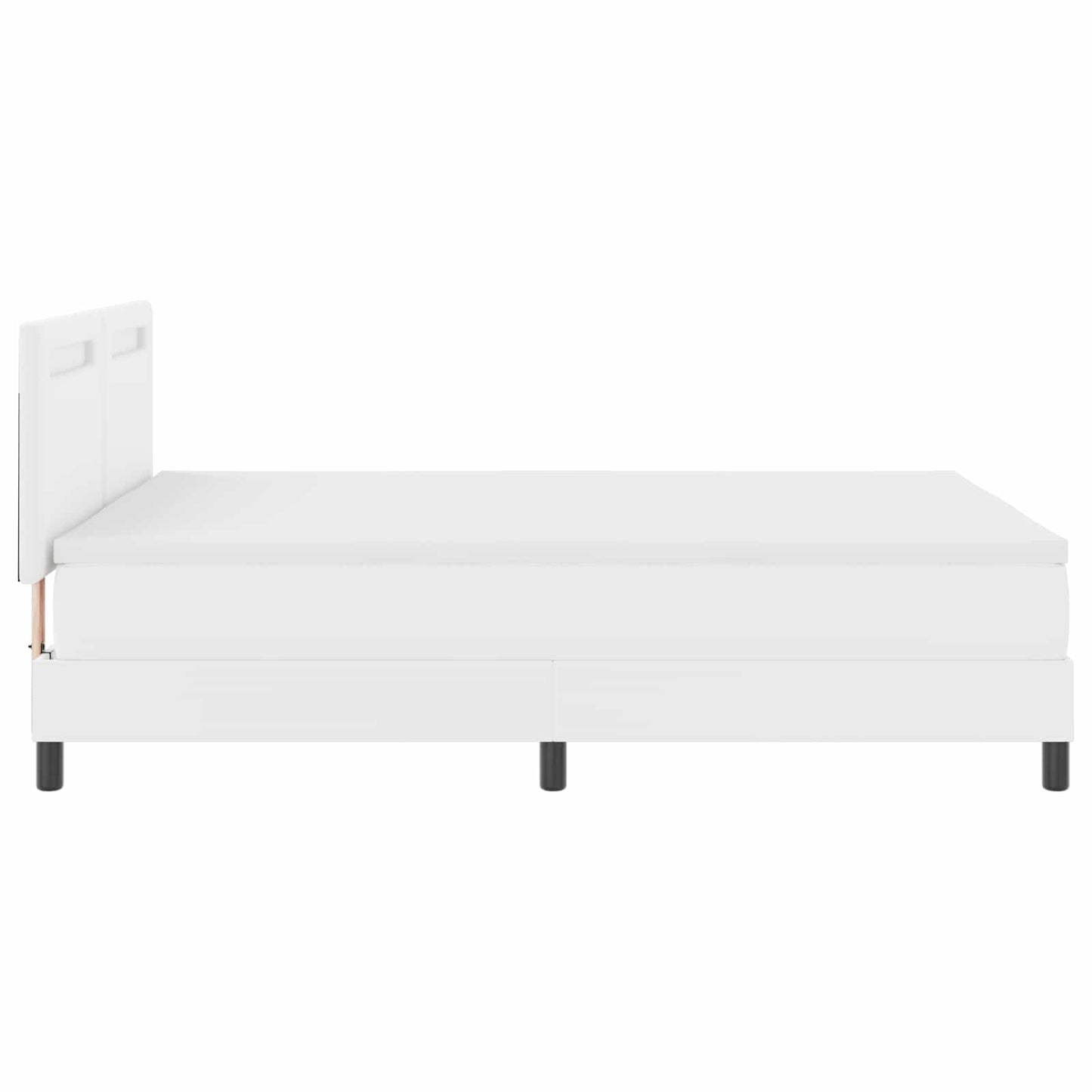 Boxrugós ágy matracmal fejtámlával Fehér 140 x 190 cm Műbőr