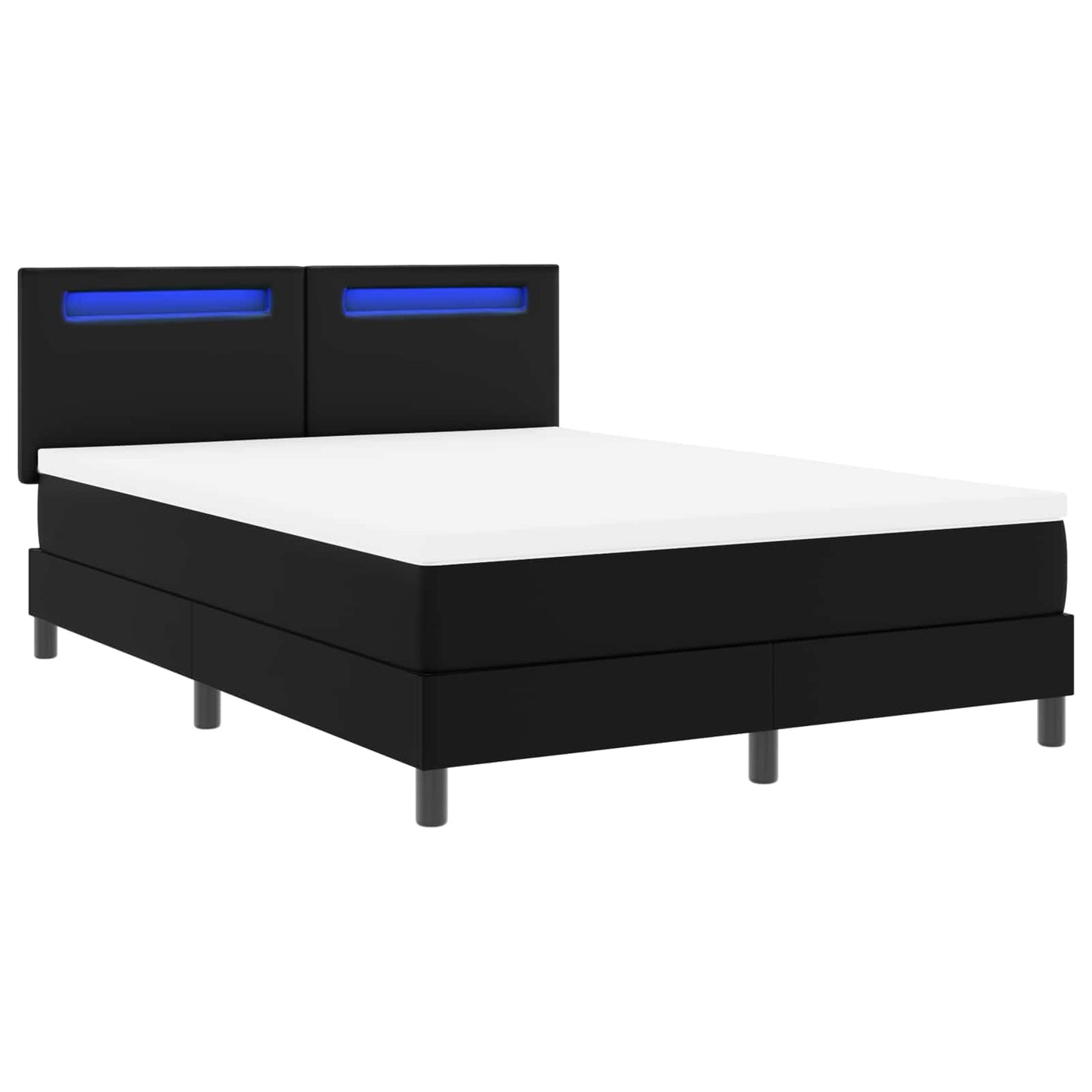 Boxrugós ágy matracmal fejtámlával Fekete 160 x 200 cm Műbőr