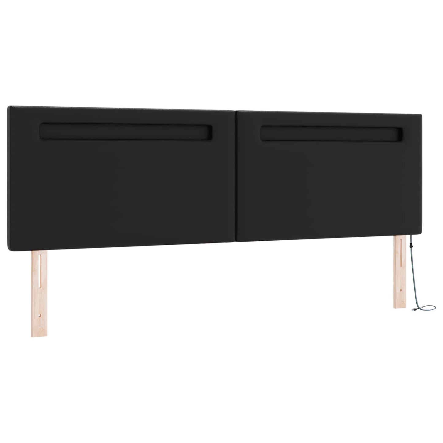 Boxrugós ágy LED szalagokkal Fekete 180 x 200 cm Műbőr