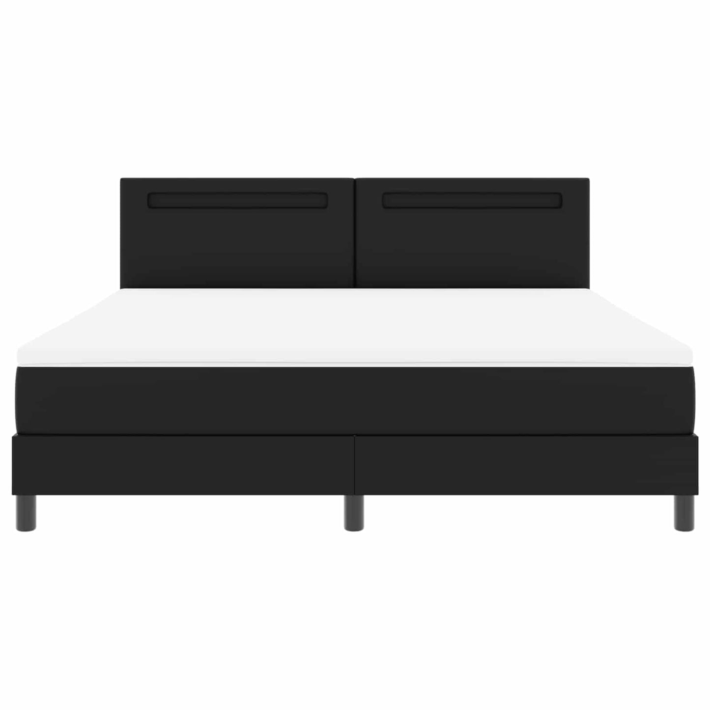 Boxrugós ágy LED szalagokkal Fekete 180 x 200 cm Műbőr